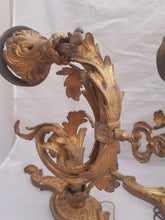 Load image into Gallery viewer, XL Large Antique PAIR French Gilt Bronze Rococo 19TH Wall Light Sconce Louis XV
