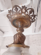 Load image into Gallery viewer, Gorgeous French Hall Lantern 1900 Chandelier Ceiling Gilded Bronze Curved Glass
