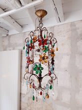 Load image into Gallery viewer, OMG Antique Murano Chandelier Lantern Multicolor Prisms 1930 Italian Ceiling
