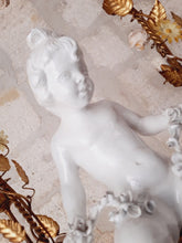 Load image into Gallery viewer, Excpt. XL Italian Mid-Century Gilt Iron Cherub Floral Chandelier Ceiling 10light
