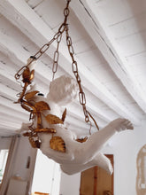 Load image into Gallery viewer, Gorgeous Italian Mid-Century Gilt Iron Cherub Floral Chandelier Ceiling 2 lights
