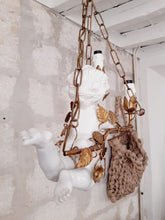 Load image into Gallery viewer, Gorgeous Italian Mid-Century Gilt Iron Cherub Floral Chandelier Ceiling 2 lights
