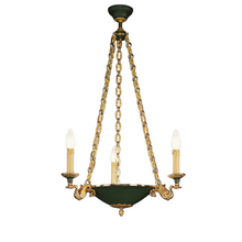 Load image into Gallery viewer, Vintage French 3 Arms Ormolu Bronze Tole Chandelier Ceiling Empire Swans L. GAU
