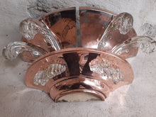 Load image into Gallery viewer, Antique Set 2x Anglewall 1x Wall Light Sconce ART DECO Glass &amp; Copper metal 1930
