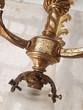 Load image into Gallery viewer, French Gilded Bronze Louis XV Rococo Chandelier 4 fires Shades signed Late 19TH
