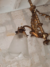 Load image into Gallery viewer, French Gilded Bronze Louis XV Rococo Chandelier 4 fires Shades signed Late 19TH
