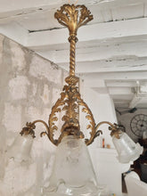 Load image into Gallery viewer, French Gilded Bronze Louis XV Rococo Chandelier 4 fires Shades signed Late 19TH
