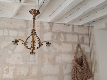 Load image into Gallery viewer, French Gilded Bronze Louis XV Rococo Chandelier 4 fires Shades signed Late 19TH
