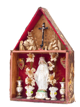 Load image into Gallery viewer, XXL 24&quot; Antique French Diorama Box Ex Voto subject Religious Rare House pattern
