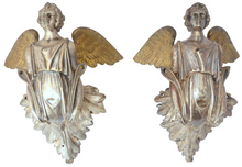 Load image into Gallery viewer, 19TH PAIR Antique Religious RARE Winged Angel Putti Statue Silverplate Bronze 9&quot;
