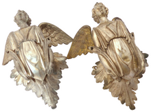 Load image into Gallery viewer, 19TH PAIR Antique Religious Winged Angel Putti Statue Silverplate Bronze 9&quot; RARE
