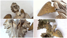 Load image into Gallery viewer, 19TH PAIR Antique Religious RARE Winged Angel Putti Statue Silverplate Bronze 9&quot;
