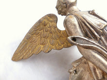 Load image into Gallery viewer, 19TH PAIR Antique Religious RARE Winged Angel Putti Statue Silverplate Bronze 9&quot;
