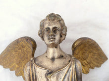 Load image into Gallery viewer, 19TH PAIR Antique Religious RARE Winged Angel Putti Statue Silverplate Bronze 9&quot;
