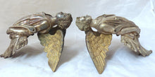 Load image into Gallery viewer, 19TH PAIR Antique Religious RARE Winged Angel Putti Statue Silverplate Bronze 9&quot;
