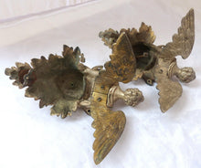 Load image into Gallery viewer, 19TH PAIR Antique Religious Winged Angel Putti Statue Silverplate Bronze 9&quot; RARE
