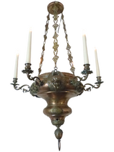 Load image into Gallery viewer, Huge French Sanctuary Church Bronze Chandelier Ceiling Religious 19TH Gothic
