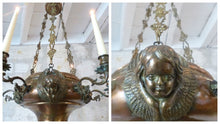 Load image into Gallery viewer, Huge French Sanctuary Church Bronze Chandelier Ceiling Religious 19TH Gothic
