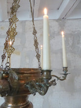 Load image into Gallery viewer, Huge French Sanctuary Church Bronze Chandelier Ceiling Religious 19TH Gothic
