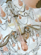 Load image into Gallery viewer, OMG Antique Chandelier PINK Opaline Drops Cup Beads 1930 MURANO RARE 8 lights
