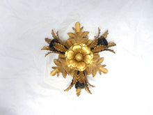 Load image into Gallery viewer, BANCI Mid Century Murano Ceiling Wall Light Gilded Tole Chandelier BAGUES Style
