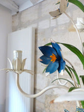 Load image into Gallery viewer, Charming Florentine Chandelier Painted Metal Tole Flowers 60&#39;s Italian Ceiling
