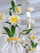 Load image into Gallery viewer, Charming PAIR Florentine Chandelier Enameld Metal Tole Flowers Italian Ceiling
