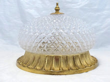 Load image into Gallery viewer, Gorgeous Mid-century Gilded Tole Diamond Glass Ceiling Lamp Wall Light 1970
