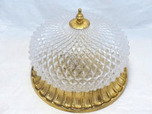 Load image into Gallery viewer, Gorgeous Mid-century Gilded Tole Diamond Glass Ceiling Lamp Wall Light 1970
