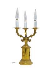 Load image into Gallery viewer, Gorgeous Antique French Table Desk Lamp Gilded Bronze 1900 Empire Style 3 Fires
