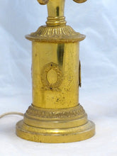 Load image into Gallery viewer, Gorgeous Antique French Table Desk Lamp Gilded Bronze 1900 Empire Style 3 Fires
