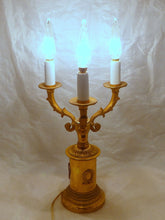 Load image into Gallery viewer, Gorgeous Antique French Table Desk Lamp Gilded Bronze 1900 Empire Style 3 Fires
