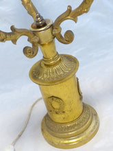 Load image into Gallery viewer, Gorgeous Antique French Table Desk Lamp Gilded Bronze 1900 Empire Style 3 Fires
