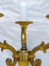 Load image into Gallery viewer, Gorgeous Antique French Table Desk Lamp Gilded Bronze 1900 Empire Style 3 Fires
