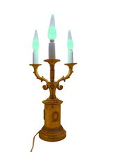 Load image into Gallery viewer, Gorgeous Antique French Table Desk Lamp Gilded Bronze 1900 Empire Style 3 Fires
