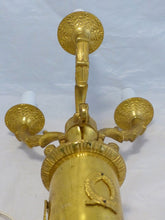 Load image into Gallery viewer, Gorgeous Antique French Table Desk Lamp Gilded Bronze 1900 Empire Style 3 Fires
