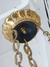 Load image into Gallery viewer, Antique French 6 Arms Ormolu Bronze Brass Tole Chandelier Ceiling Empire 1930
