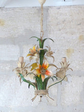 Load image into Gallery viewer, Charming SET Florentine Chandelier Pair Wall Lights Tole Flowers Italian Ceiling
