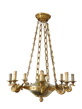 Load image into Gallery viewer, Gorgeous Vintage French 8 Arms Ormolu Bronze Brass Chandelier Ceiling Empire 60&#39;
