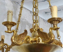 Load image into Gallery viewer, Gorgeous Vintage French 8 Arms Ormolu Bronze Brass Chandelier Ceiling Empire 60&#39;
