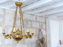 Load image into Gallery viewer, Gorgeous Vintage French 8 Arms Ormolu Bronze Brass Chandelier Ceiling Empire 60&#39;
