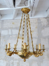 Load image into Gallery viewer, Gorgeous Vintage French 8 Arms Ormolu Bronze Brass Chandelier Ceiling Empire 60&#39;
