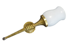 Load image into Gallery viewer, Vintage French Brass Bronze Hand Torch Wall Sconce Holding Glass Lamp Shade 60&#39;s
