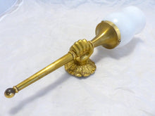 Load image into Gallery viewer, Vintage French Brass Bronze Hand Torch Wall Sconce Holding Glass Lamp Shade 60&#39;s
