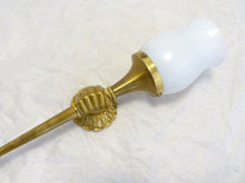 Load image into Gallery viewer, Vintage French Brass Bronze Hand Torch Wall Sconce Holding Glass Lamp Shade 60&#39;s
