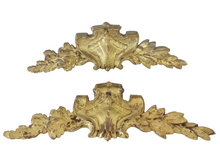 Load image into Gallery viewer, PAIR 19TH Antique French Gilded Bronze Shell Pediment 16&quot; Hardware Salvage RARE
