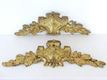 Load image into Gallery viewer, PAIR 19TH Antique French Gilded Bronze Shell Pediment 16&quot; Hardware Salvage RARE
