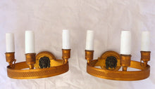 Load image into Gallery viewer, ANTIQUE PAIR French Empire Wall Light Sconce RARE 3 Light LIONS head Bronze 19TH
