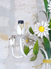 Load image into Gallery viewer, Charming Florentine Chandelier Painted Metal Tole Flowers 60&#39;s Italian Ceiling
