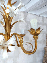 Load image into Gallery viewer, Gorgeous Gilded Enameled Chandelier Ceiling 70&#39;s Regency Mid Century HANS KOGL
